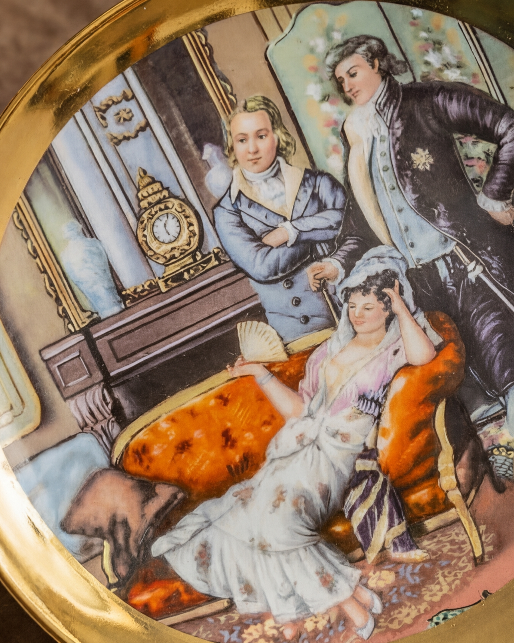 Victorian Elegance Golden Rim Decorative Plates - 27 CM 