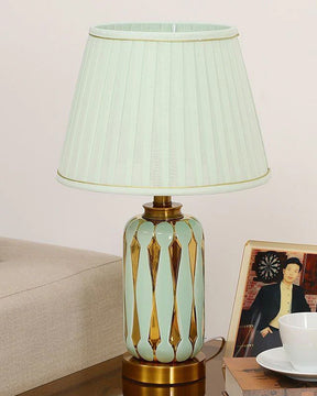 Trapezoidal Ceramic Table Lamp - Light Green