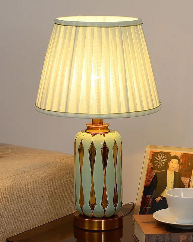 Trapezoidal Ceramic Table Lamp - Light Green
