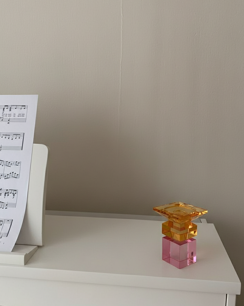 Amethyst Cube Crystal Candle Holder 