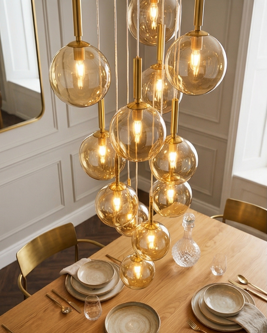 Cascade Glass Globe Chandelier 