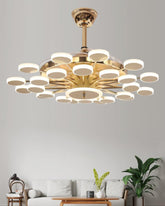 Orbit Glow Retractable Ceiling Fan + Chandelier Light (with Remote Control) 