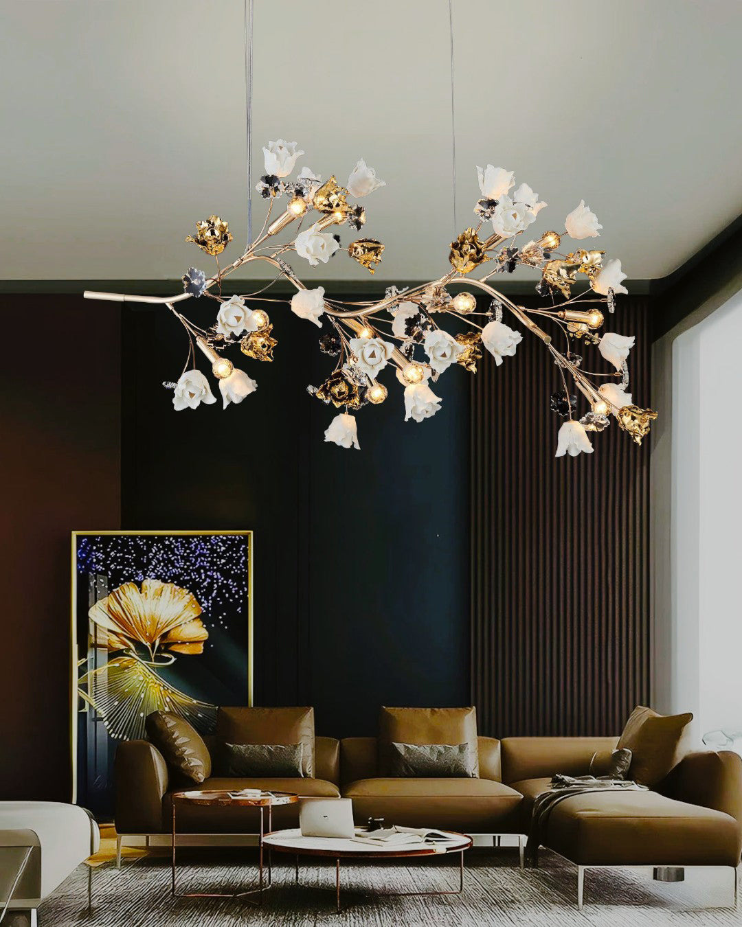 Blooming Branch Floral Chandelier - 12 Bulbs 