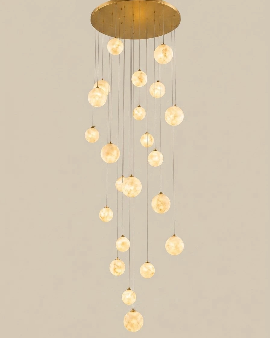 Lunar Orb Spiral Chandelier 
