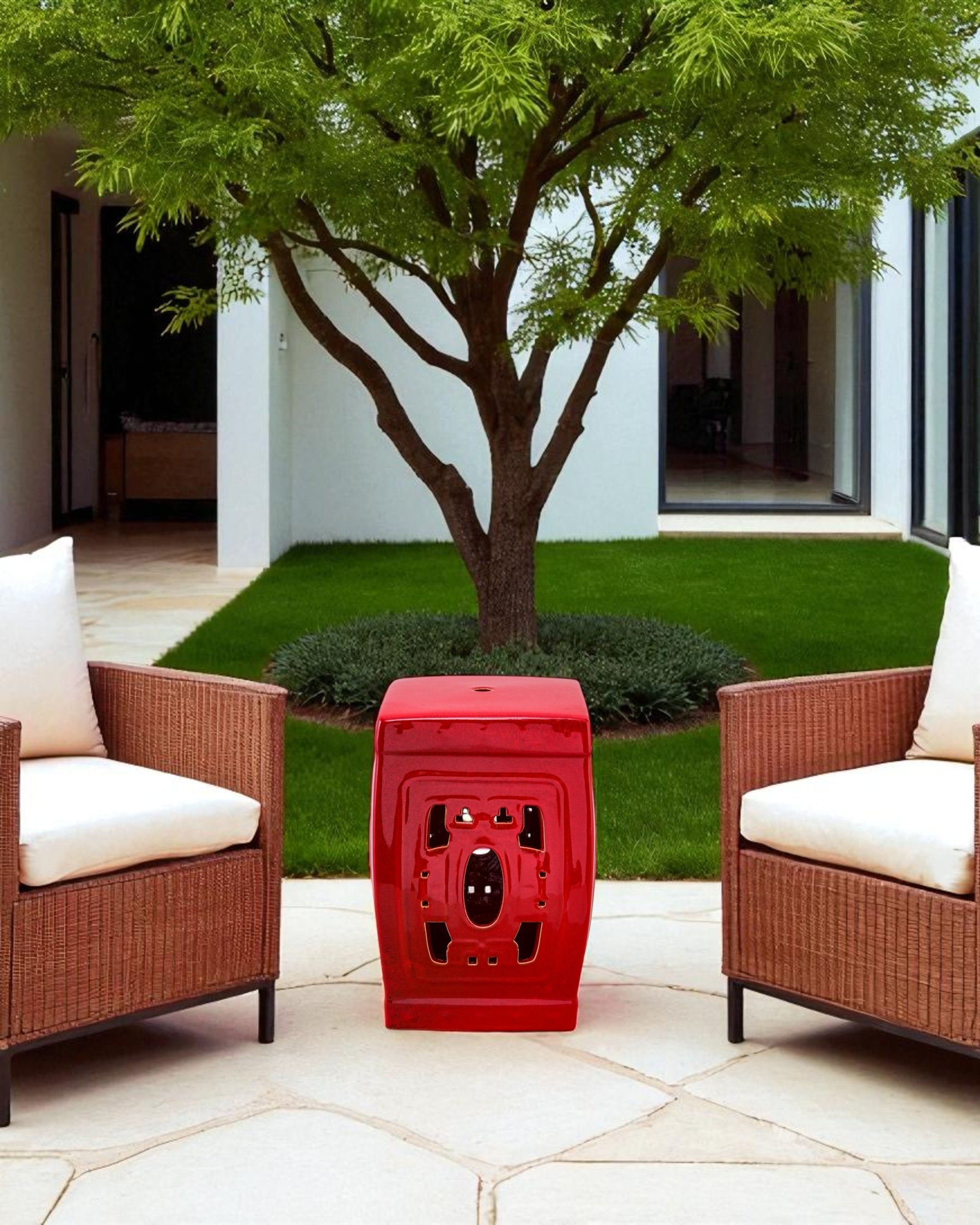 Imperial Red Garden Stool 