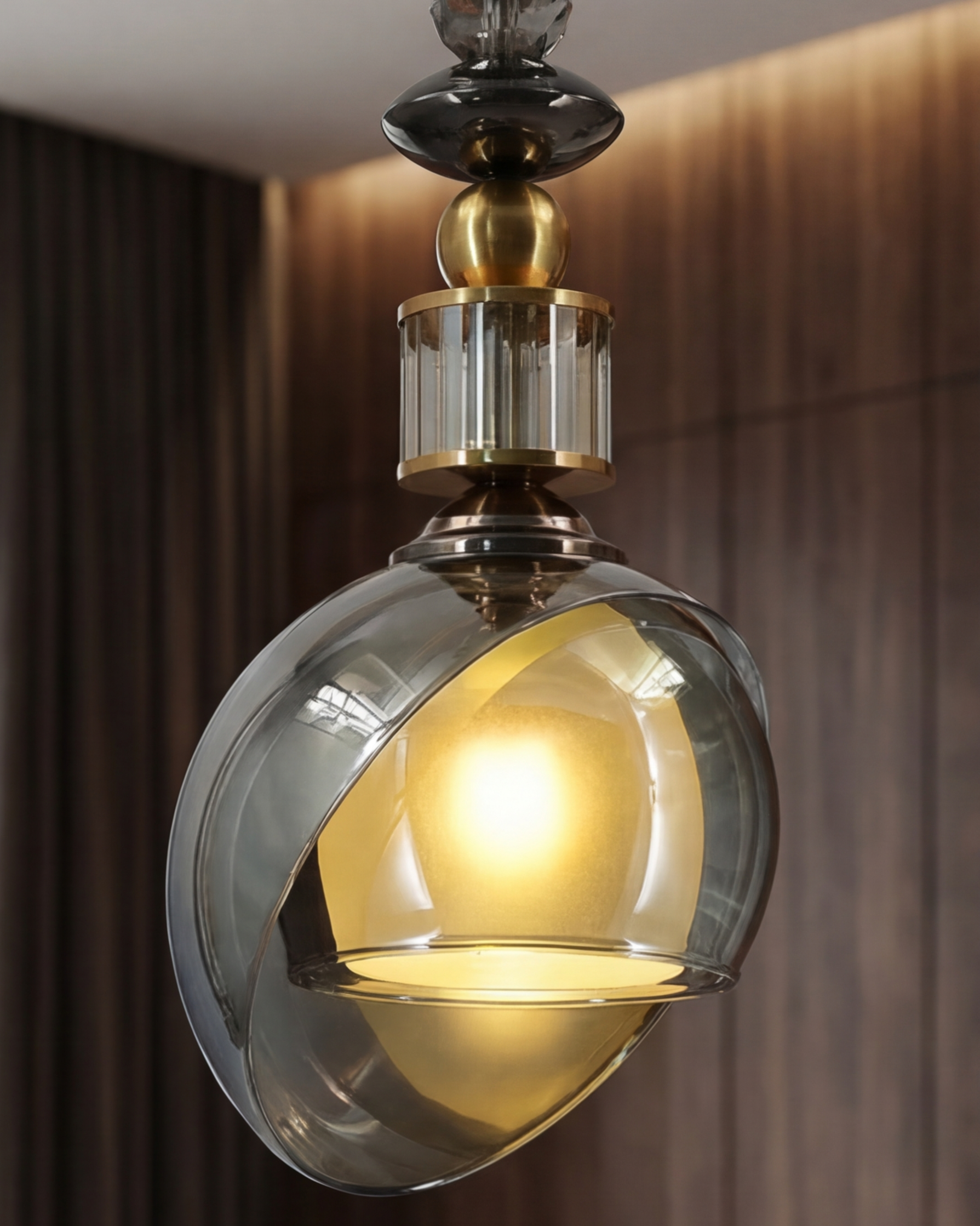 Regal Twist Glass Pendant Light - Smoke 