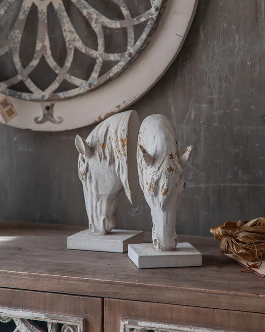 White Horse Head Bookend Set 