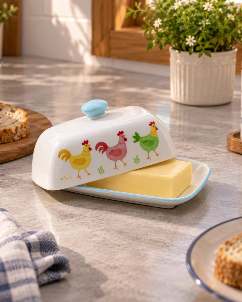 Farmhouse Rooster Butter Dish