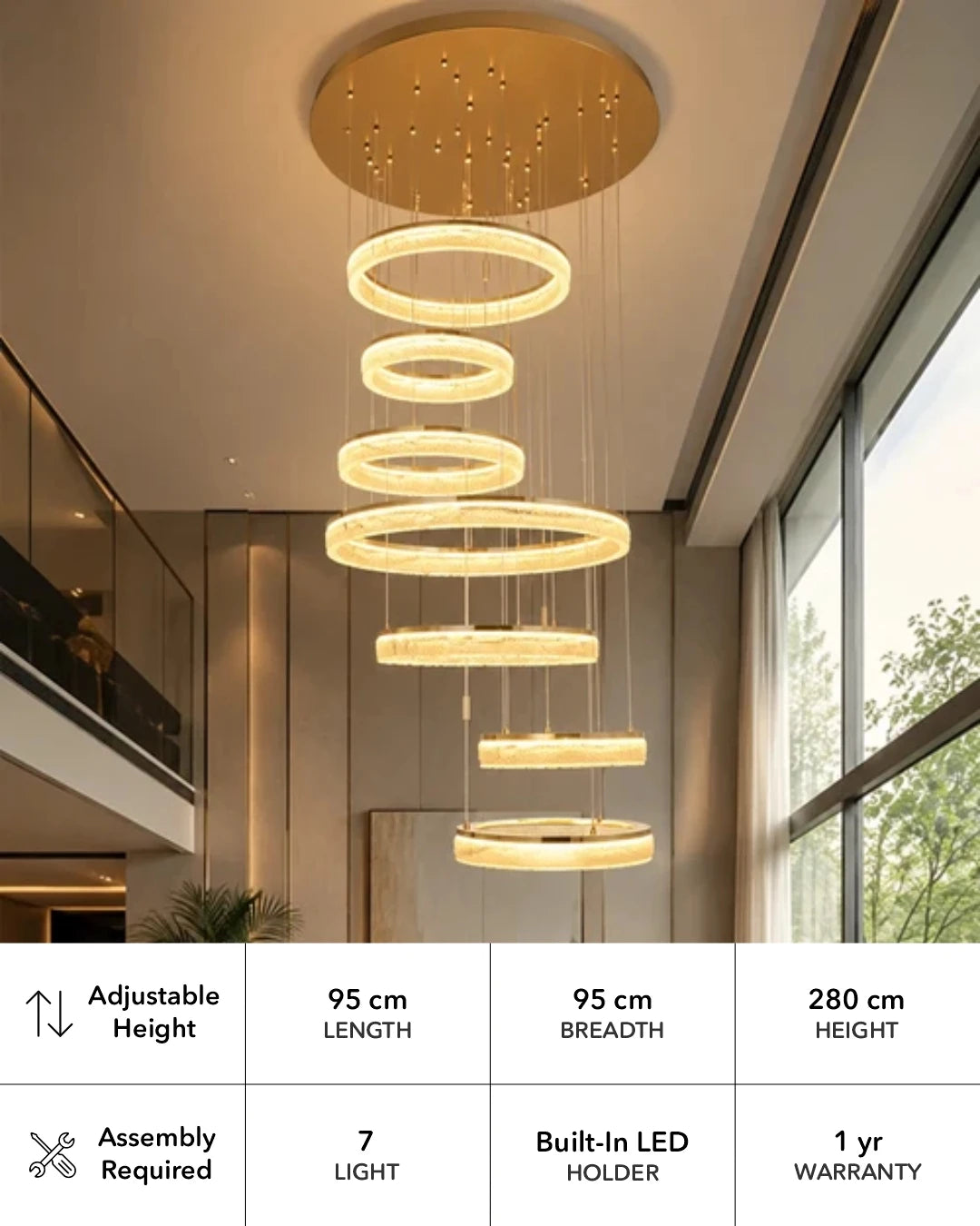 Solviera Floating Double Height Chandelier - 7 Lights