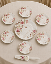 Vintage Rose Charm Cake Plates - Set Of 8 