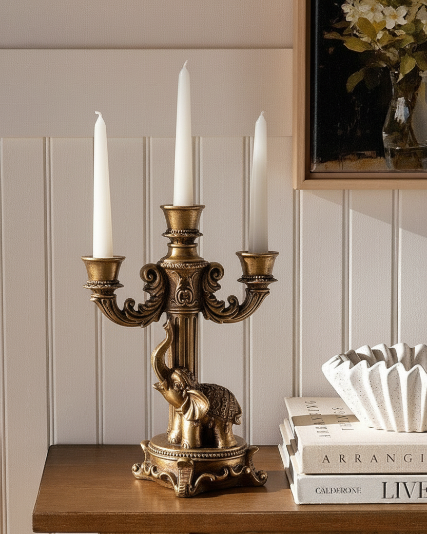 Royal Elephant 3-Arm Candle Stand 