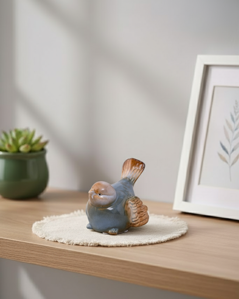 Blossom Finch Decorative Bird Figurine - Blew 