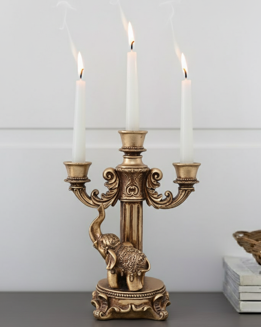 Royal Elephant 3-Arm Candle Stand 