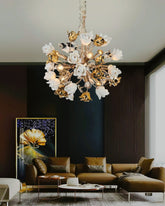 Elegant Floral Sphere Chandelier - 9 Bulbs 