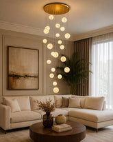 Lunar Orb Spiral Chandelier 