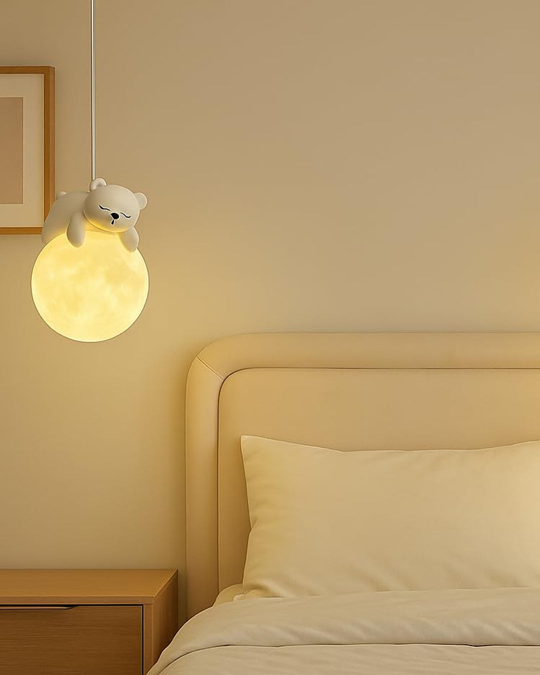 Sleepy Bear Moon Pendant Light 