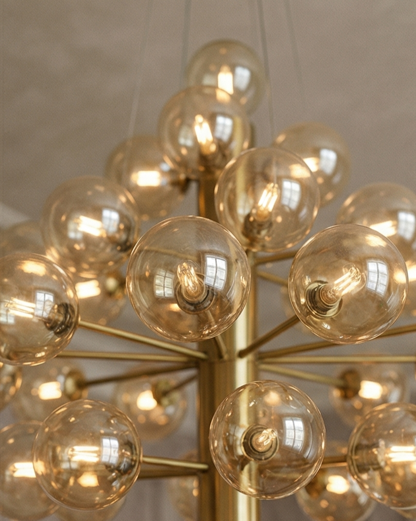 Grand Globe Cluster Chandelier - Amber 
