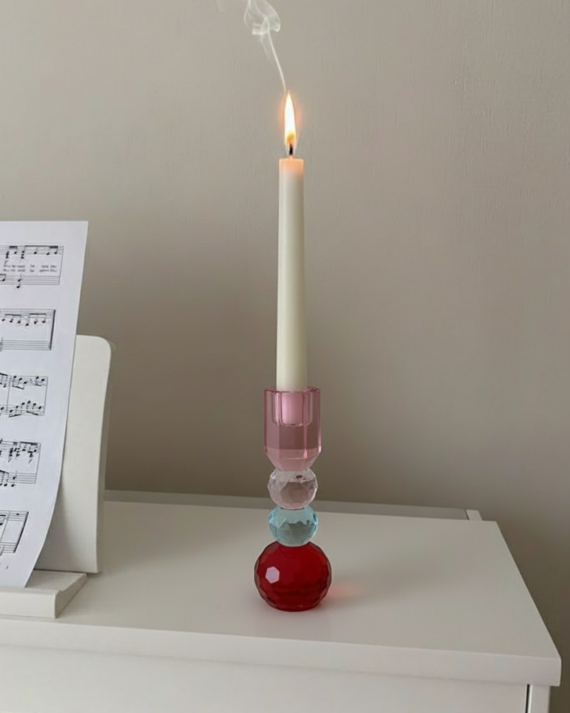 Roselle Crystal Sphere Candle Holder - Small 