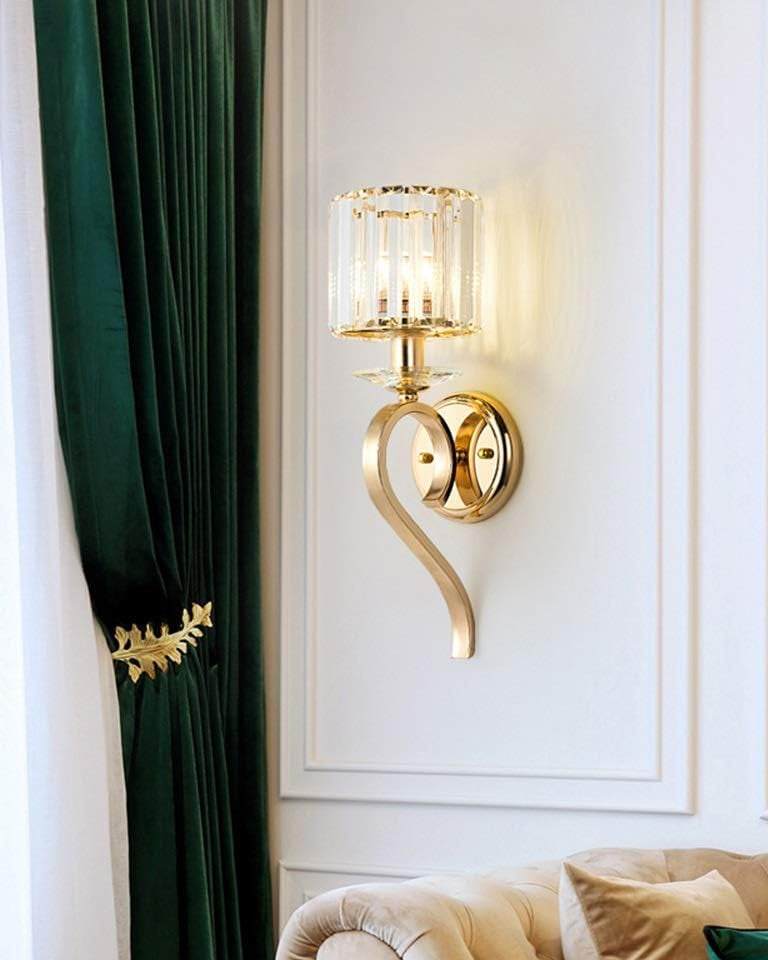 Gold Crystal Glass Shade Wall Light 