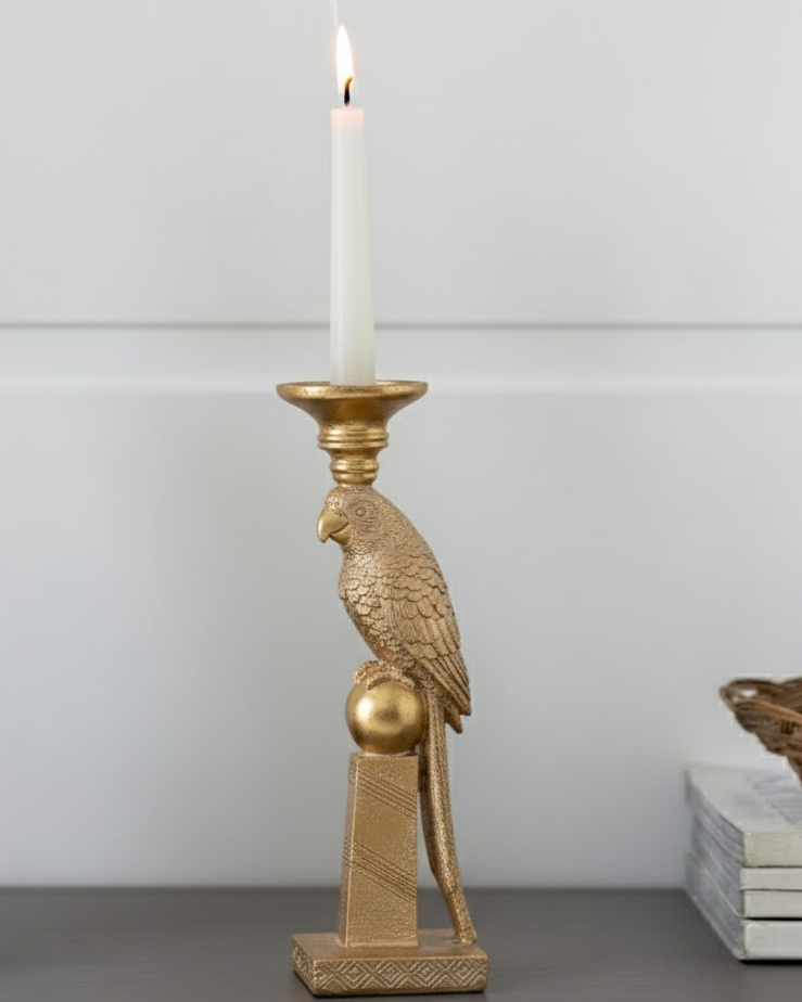 Golden Parrot Candle Stand 