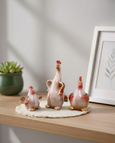 Rustic Hen Family Decorative Figurines - Set Of 3 