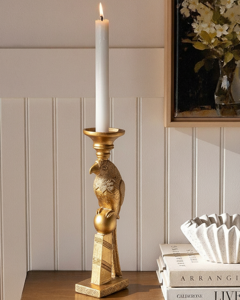 Golden Parrot Candle Stand 