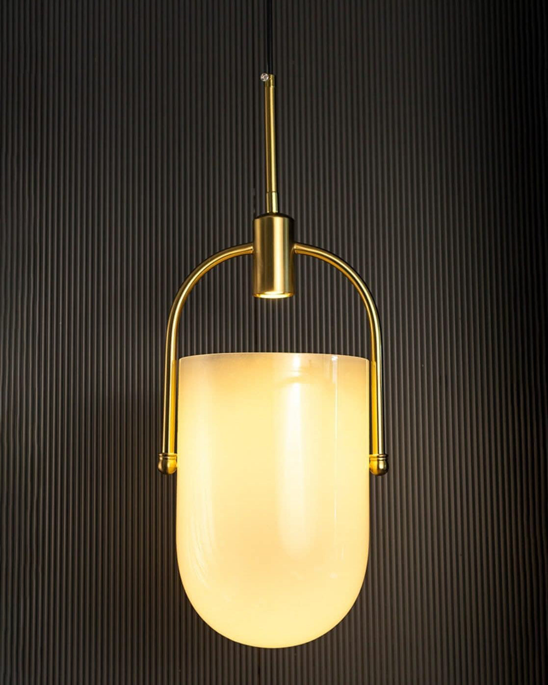 Frosted Glass & Brass Pendant Light 