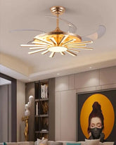 Solar Flare Retractable Ceiling Fan + Chandelier Light (with Remote Control) 