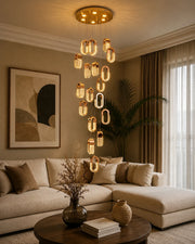 Halo Ring Spiral Chandelier - 18 Lights