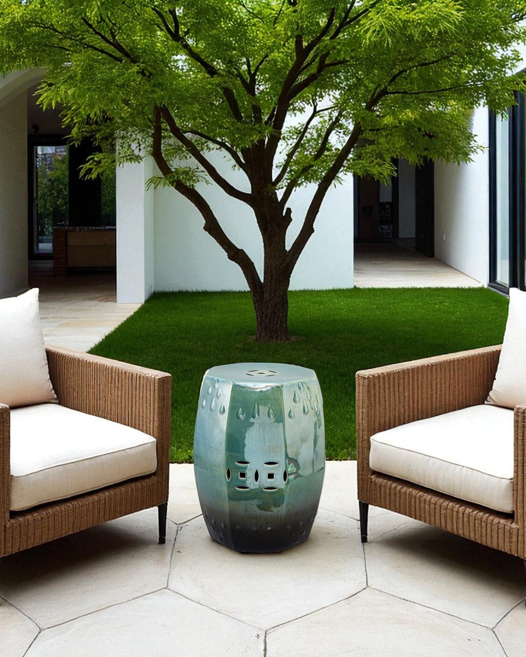 Jade Ombre Garden Stool 