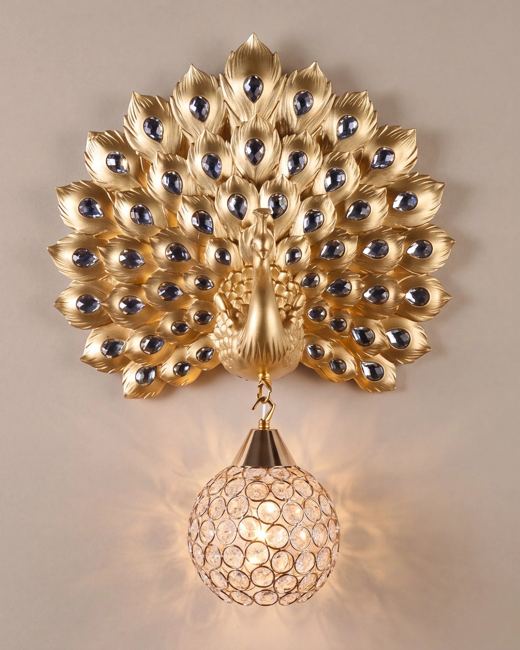 Golden Peacock Wall Light 