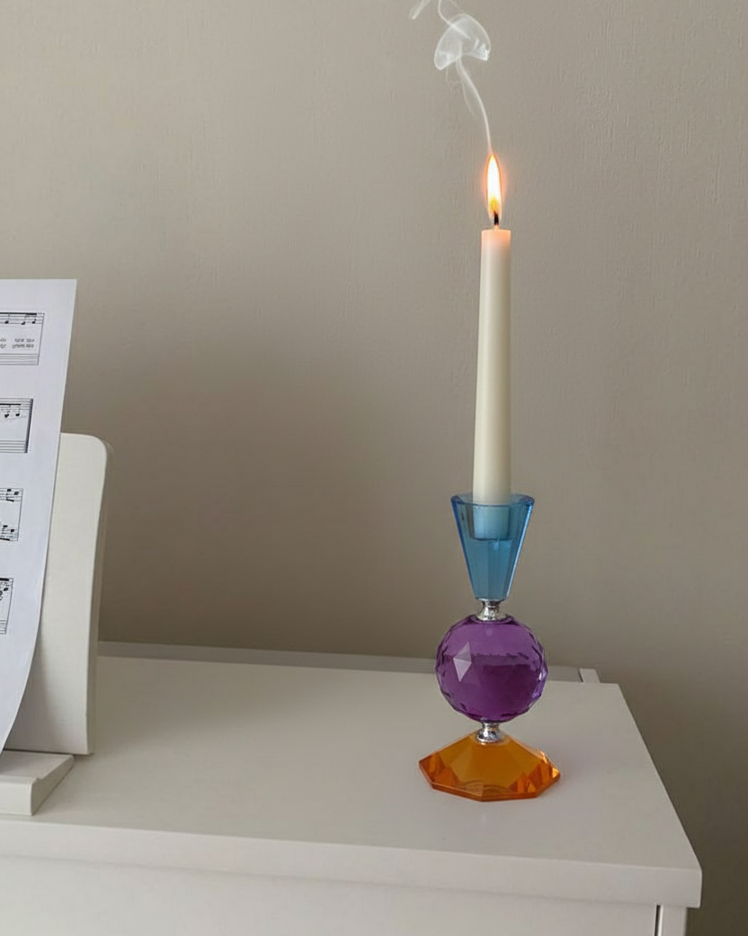 Midnight Spherical Crystal Candle Holder 