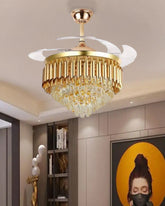 Imperial Glow Retractable Ceiling Fan + Chandelier Light (with Remote Control) 