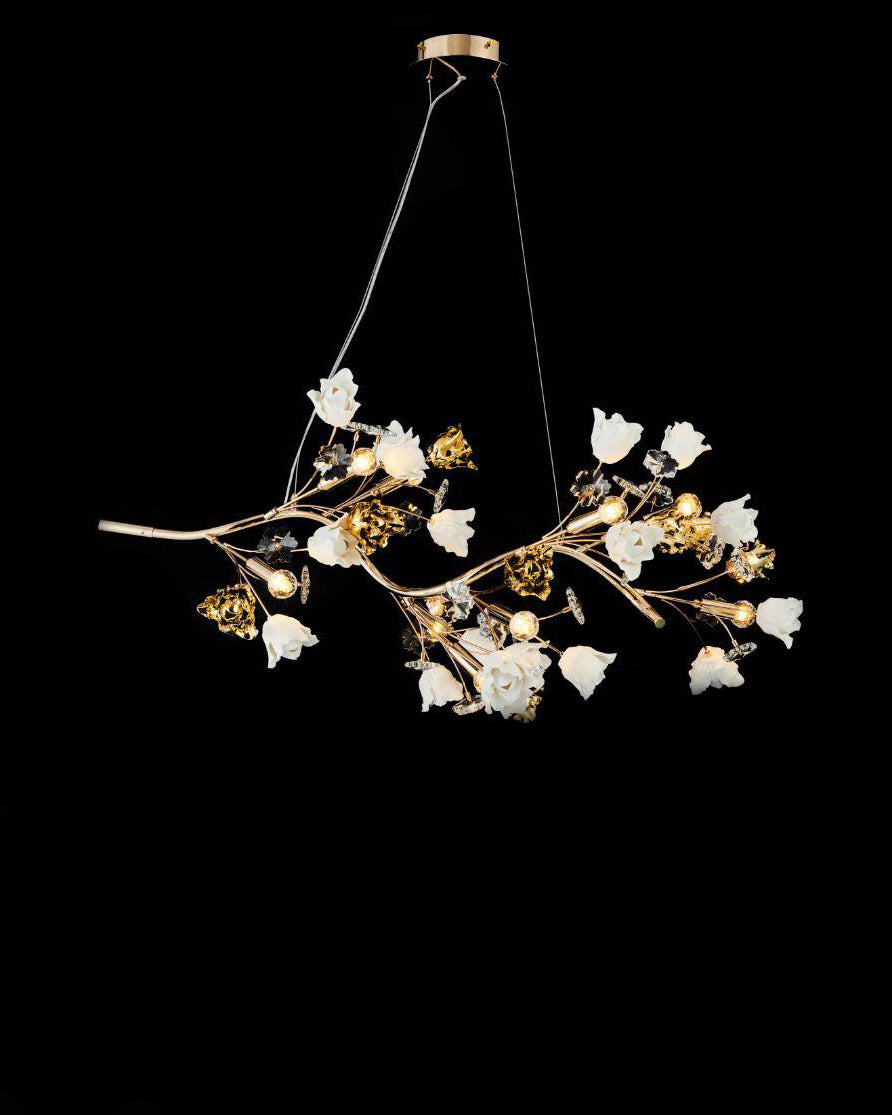 Blooming Branch Floral Chandelier - 9 Bulbs 