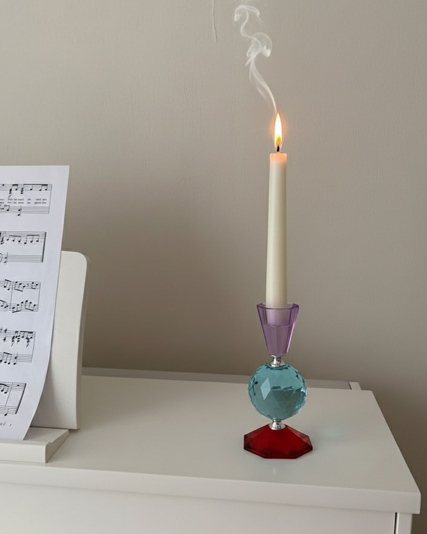 Midnight Spherical Crystal Candle Holder 