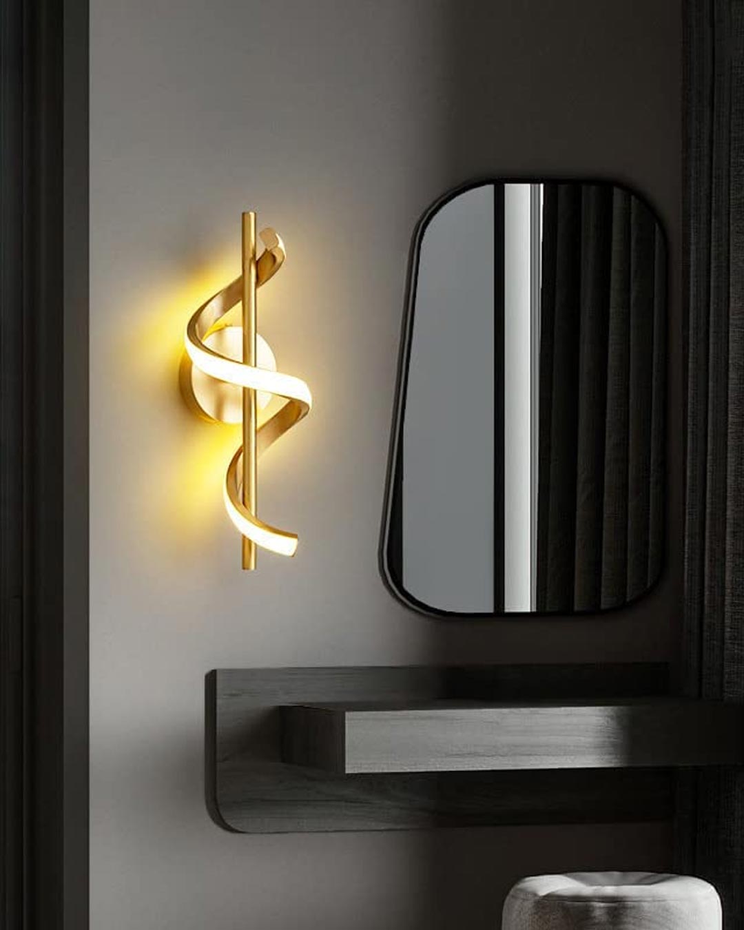 Sprial LED Wall Light - Gold - The Decor Kart