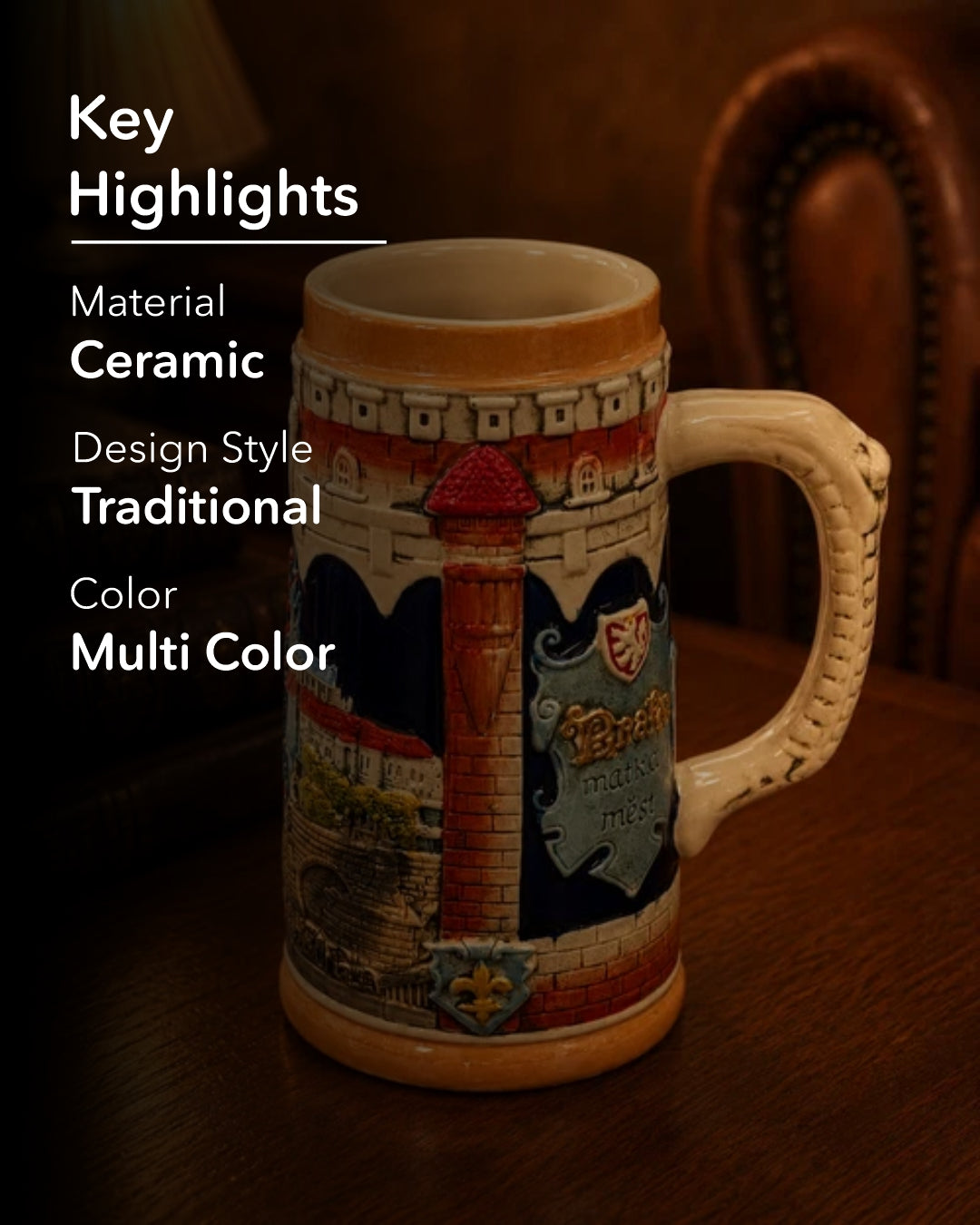 Prague Castle - Vintage Stein Beer Mug 