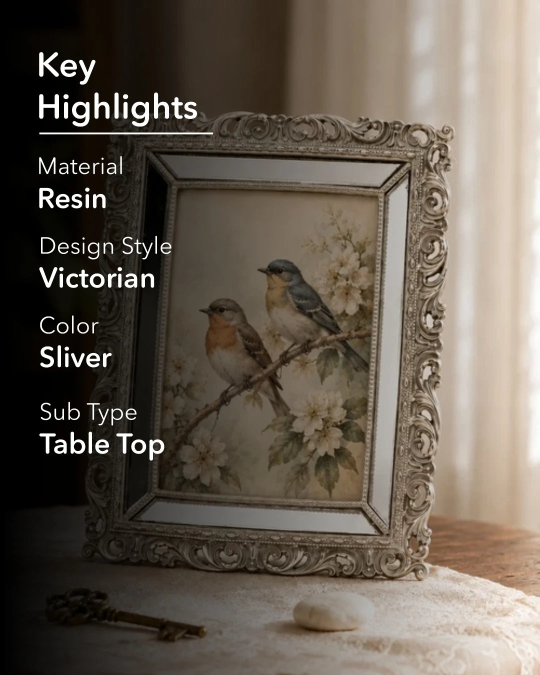 Rosehill Mirrored Photo Frame - Silver 