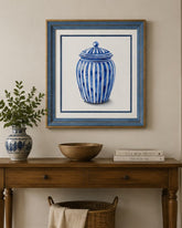 Blue & White Framed Wall art - 12"x12" 