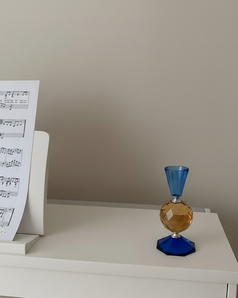 Midnight Spherical Crystal Candle Holder 