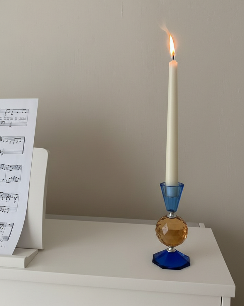 Midnight Spherical Crystal Candle Holder 