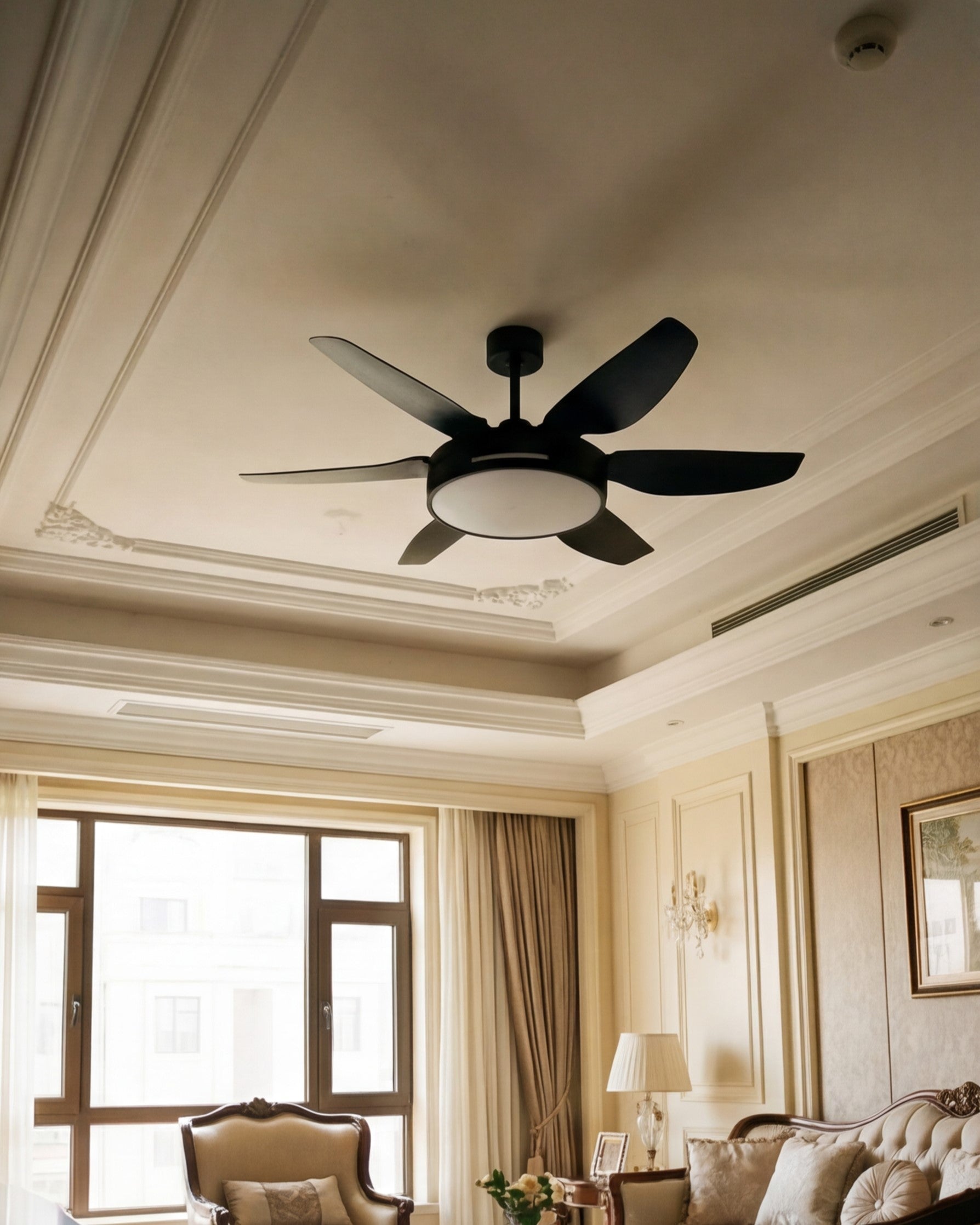Aero Glow Modern Retractable Ceiling Fan + Chandelier Light (with Remote Control) 