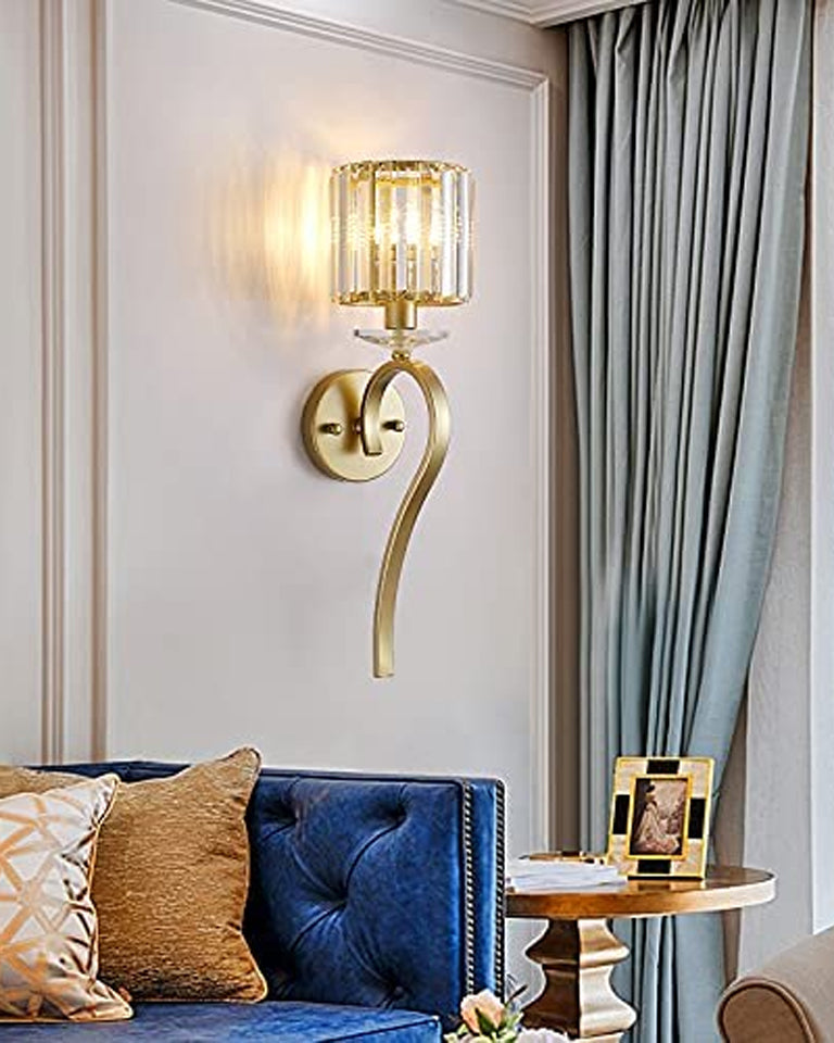 Gold Crystal Glass Shade Wall Light 