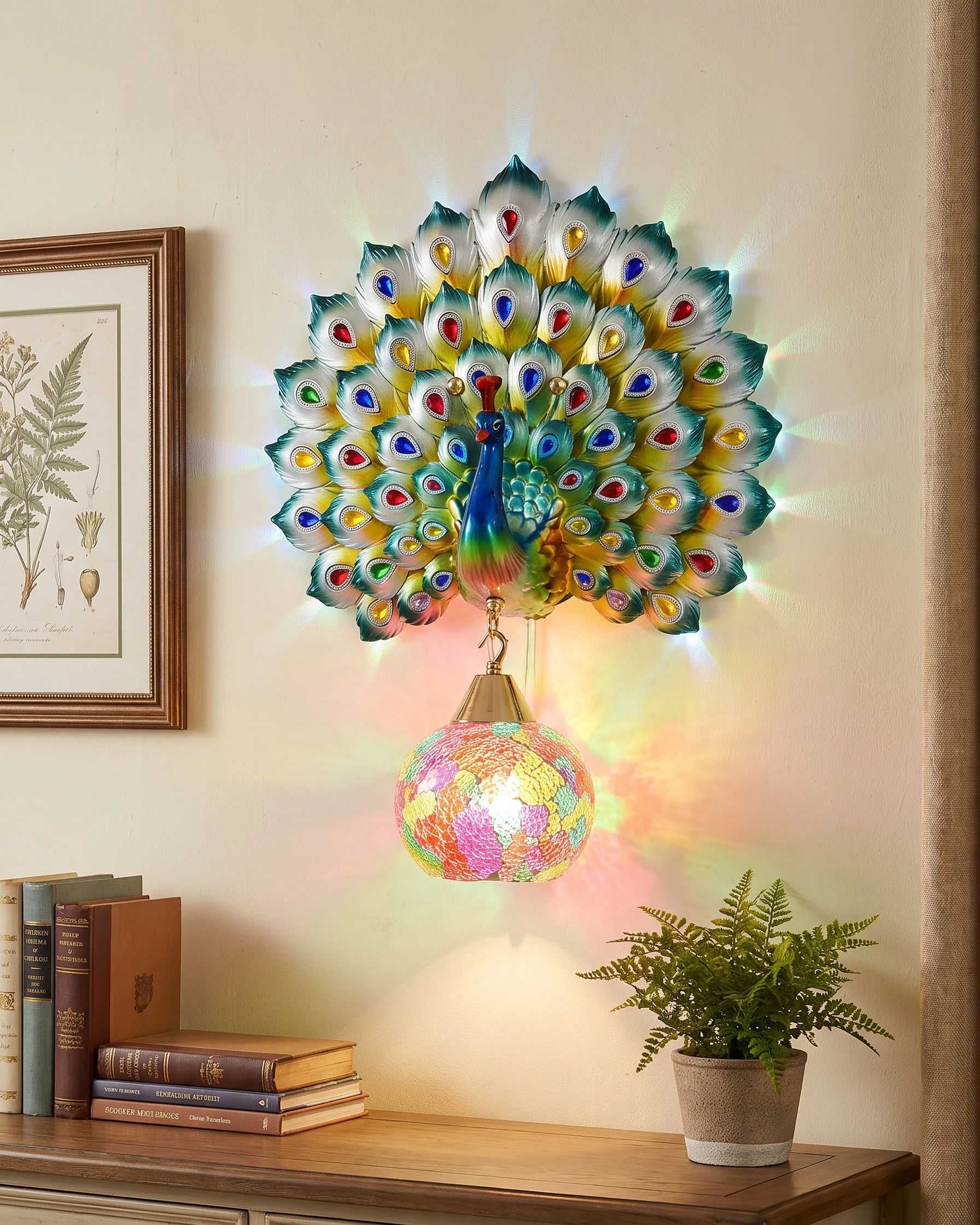 Rainbow Peacock Wall Light 
