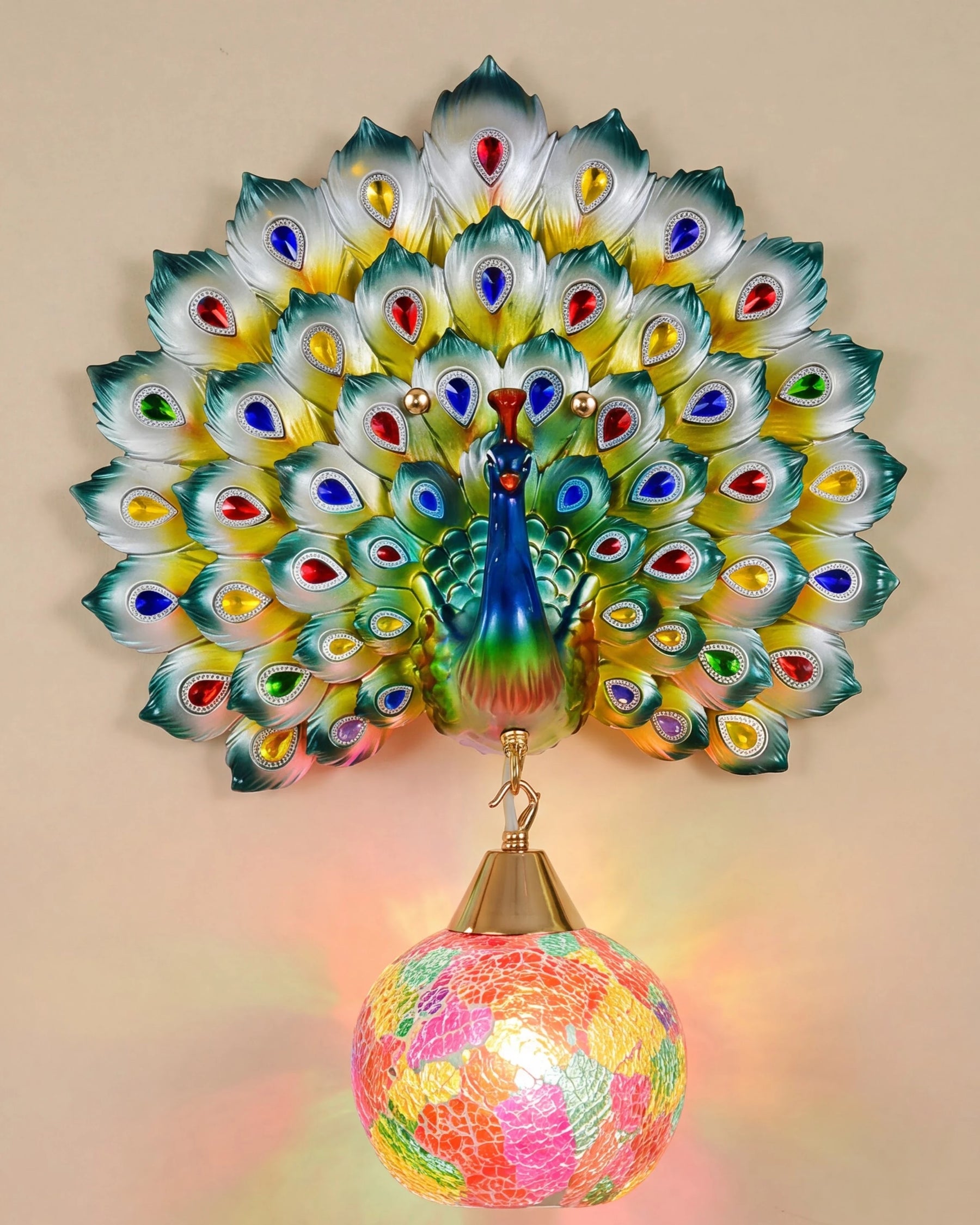 Rainbow Peacock Wall Light 