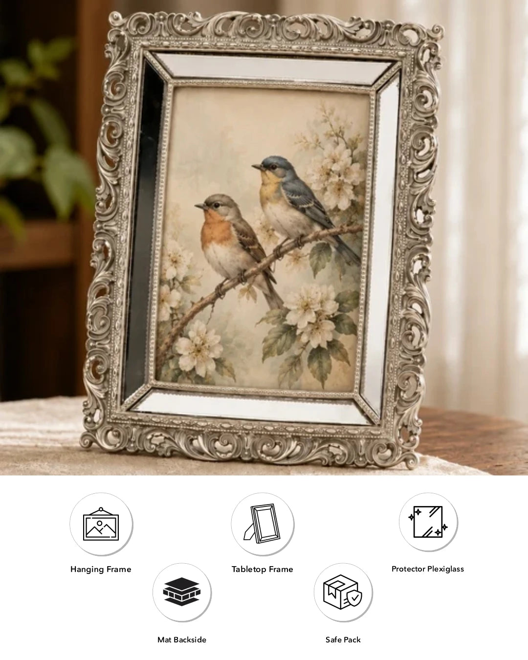 Rosehill Mirrored Photo Frame - Silver 
