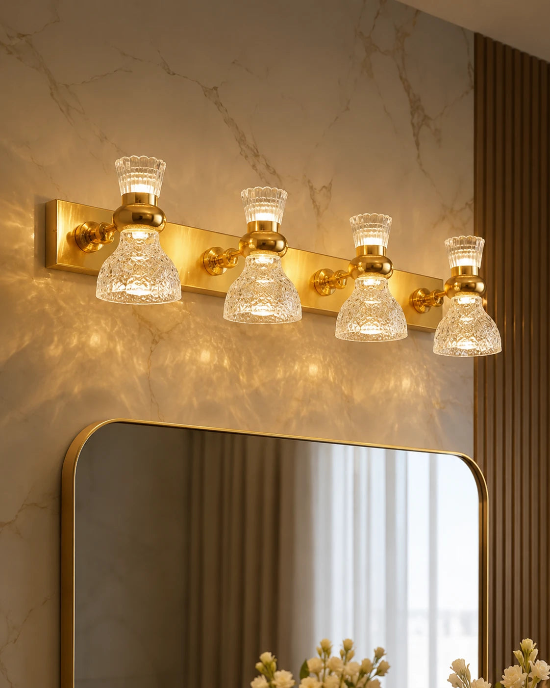 Amber Glow Crystal Vanity Light- 4 Lights 