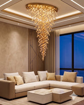 Royal Golden Crystal Cascade Chandelier 