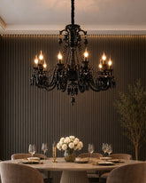 Classic Elegant Crystal 8-Light Chandelier - Black 