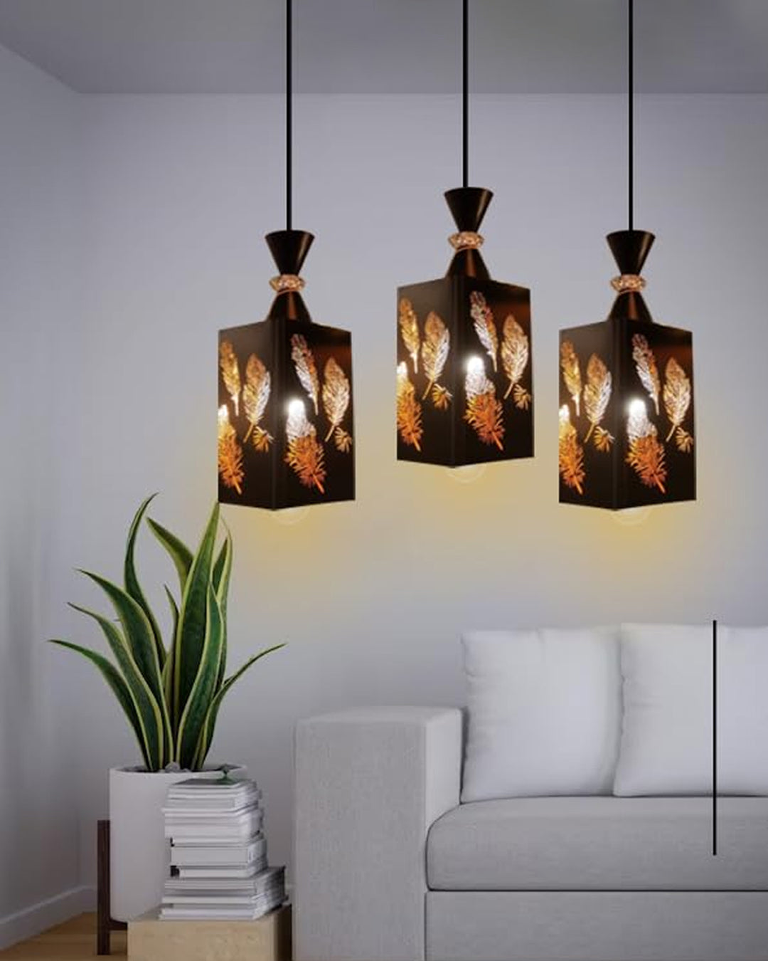 Amber Bloom Pendant Lights - Set of 3 